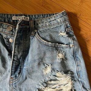Signature 8 Distressed Ripped Jean High Waisted Jean Shorts